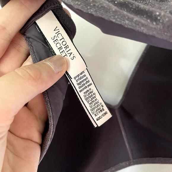 Victoria's Secret purple sparkly t-shirt lightly lined wireless bra women's 40C - Picture 4 of 5